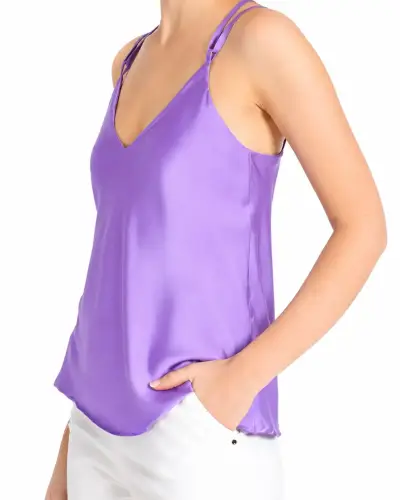 Top doble pabilos satín, color lila, marca Liola - miniatura 3