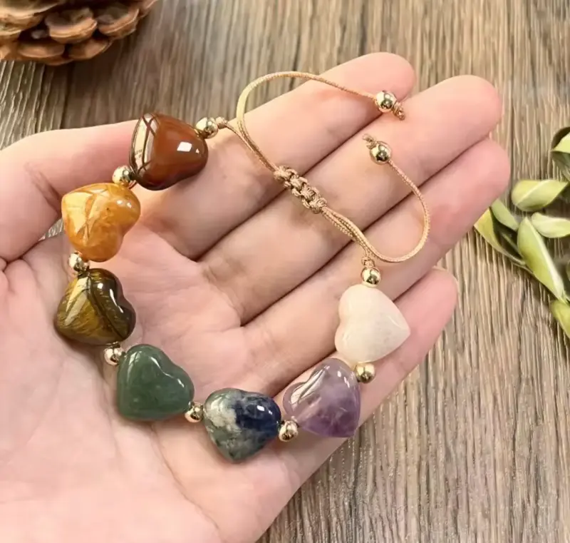 Pulsera de piedras naturales en forma de corazón - 2