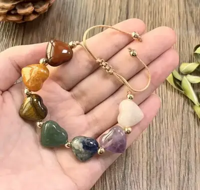 Pulsera de piedras naturales en forma de corazón - miniatura 2