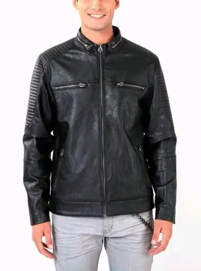 Chaqueta de cuero negra para hombre - miniatura 1