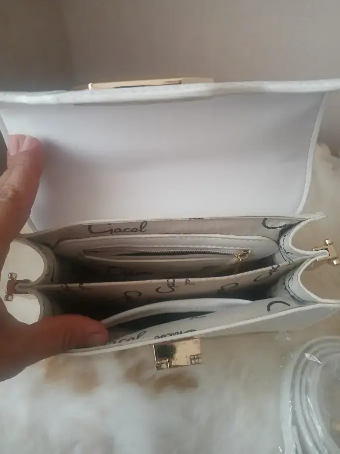 cartera gacel blanca, como nueva + correa larga - 5
