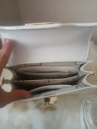 cartera gacel blanca, como nueva + correa larga - miniatura 5