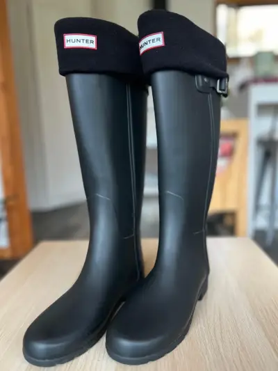 Botas de lluvia negras Hunter c/ calcetines térmic - miniatura 2