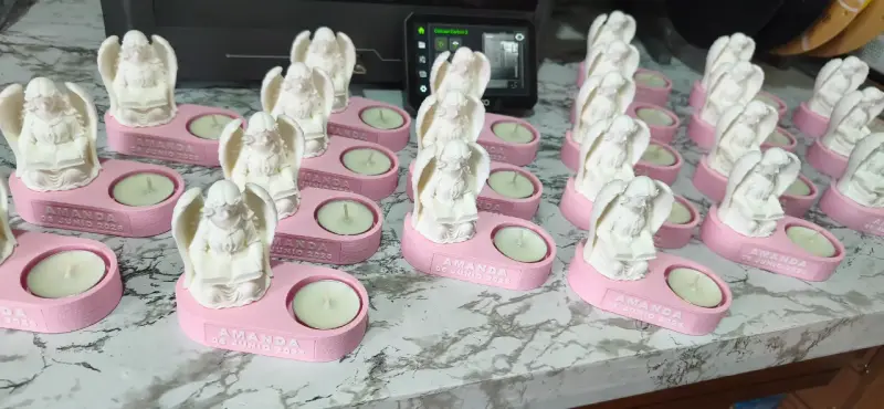 Recuerdo Bautizo Ángel con Portavela Personalizado - 2