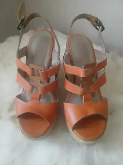 Sandalias de cuña anaranjadas para mujer Gacel - miniatura 1