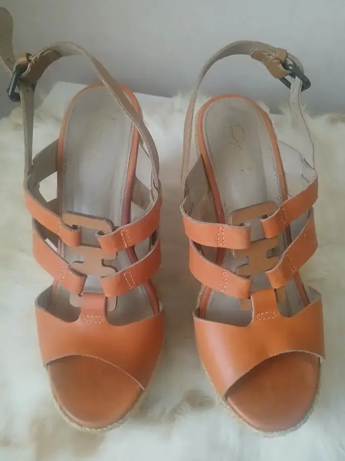 Sandalias de cuña anaranjadas para mujer Gacel - 4