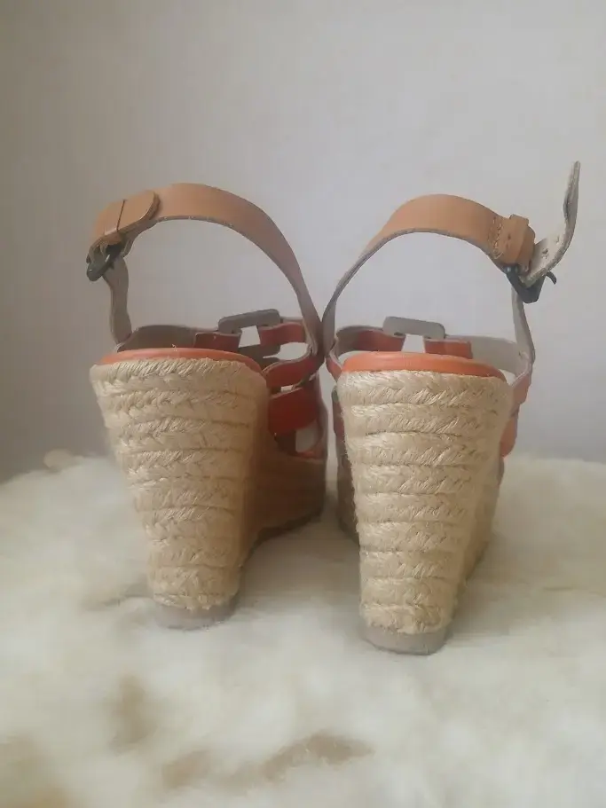 Sandalias de cuña anaranjadas para mujer Gacel - 5