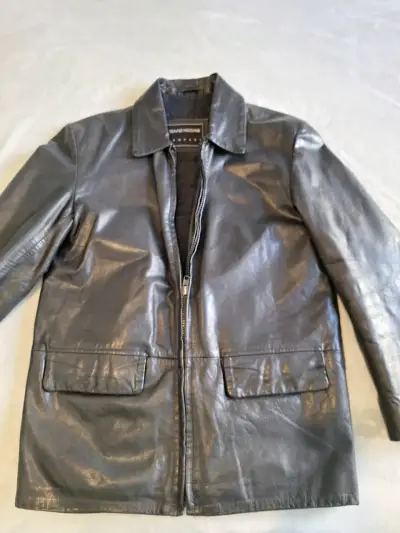 Chaqueta de cuero negra David Moore - miniatura 1