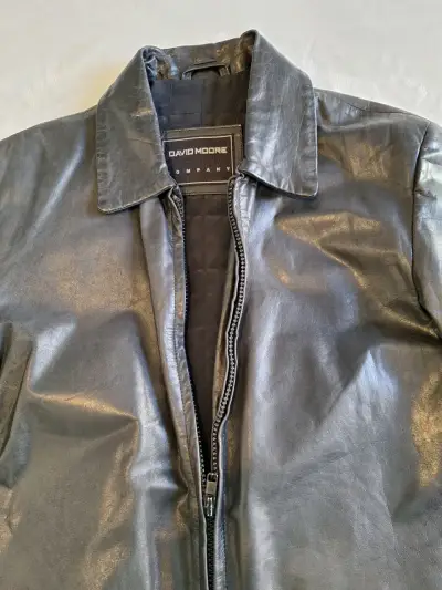 Chaqueta de cuero negra David Moore - miniatura 2