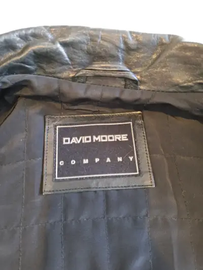 Chaqueta de cuero negra David Moore - miniatura 6