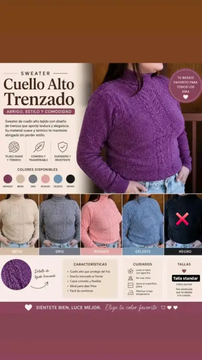 Sweater corto trenzado en varios colores - miniatura 4