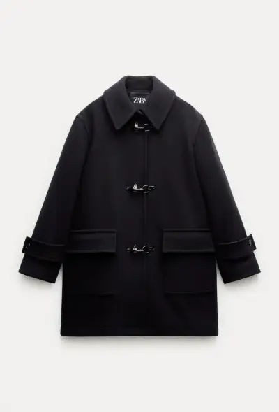 Zara abrigo mujer lana Manteco ZW Collection marin - miniatura 1