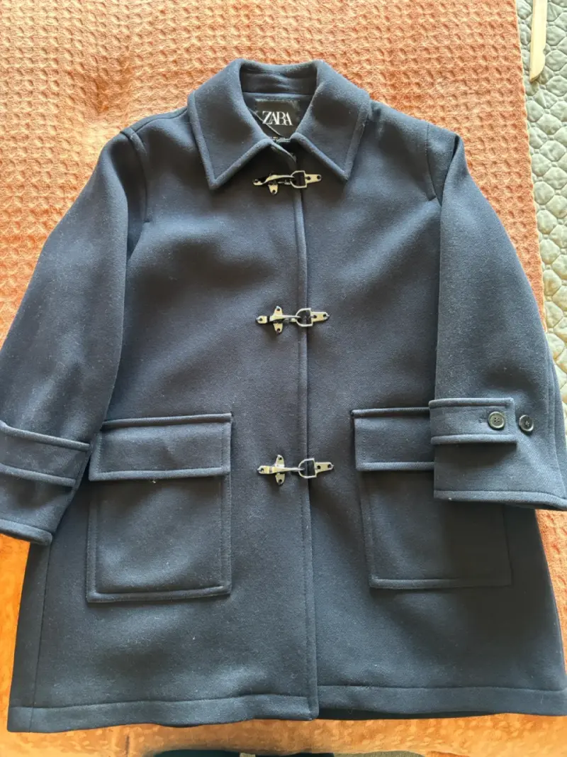Zara abrigo mujer lana Manteco ZW Collection marin - 3