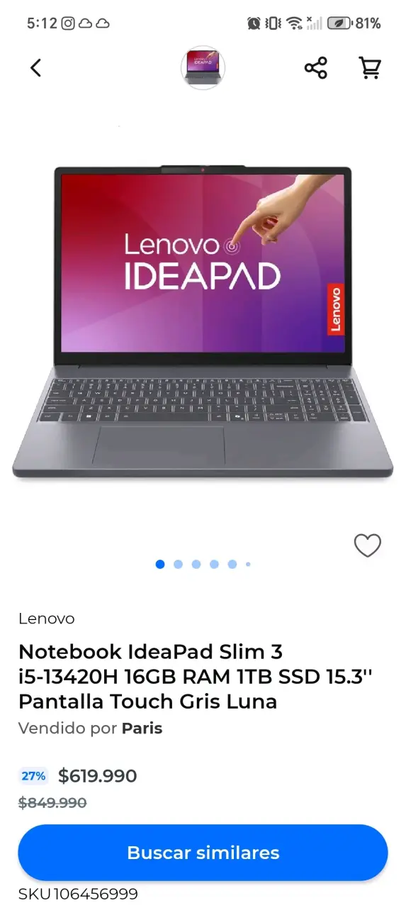 Notebook Lenovo IdeaPad Slim 3 15.6'' i5 16GB RAM - 3