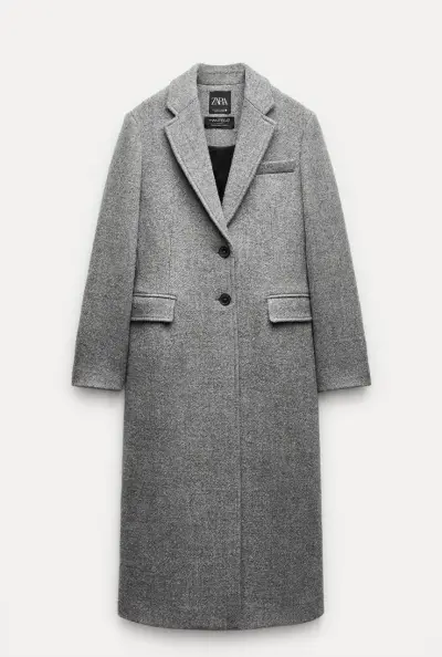 Zara Abrigo largo gris elegante - miniatura 1