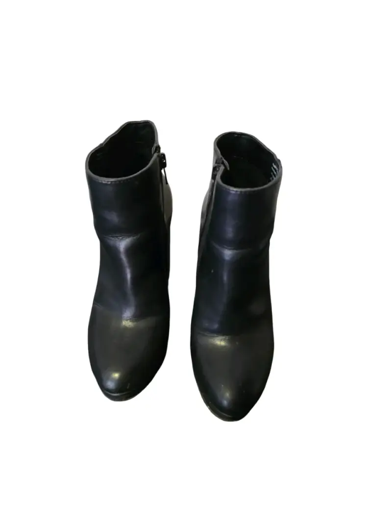 Botines de cuero negro para mujer - 1