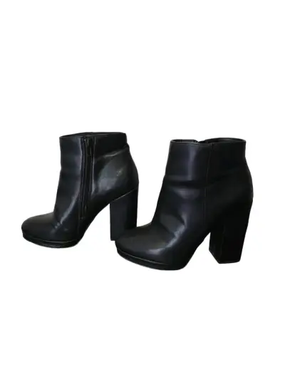 Botines de cuero negro para mujer - miniatura 2