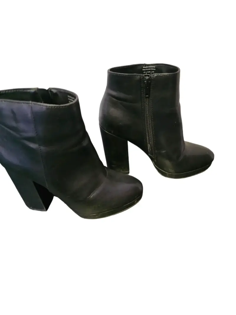 Botines de cuero negro para mujer - 3