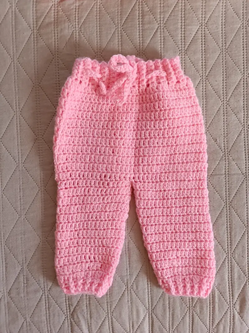 Conjunto tejido a crochet para bebé color rosado - 3