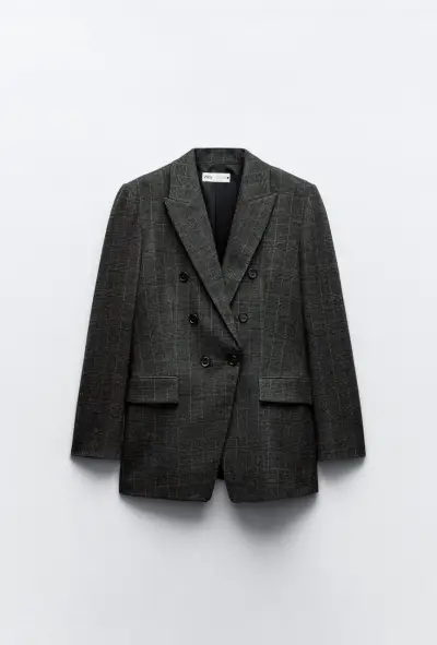Zara Blazer de Lana a Cuadros Talla L - miniatura 1