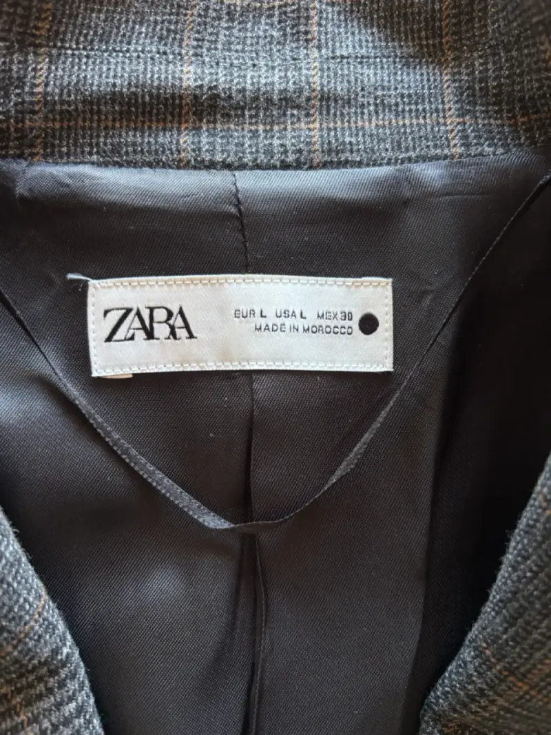 Zara Blazer de Lana a Cuadros Talla L - 2
