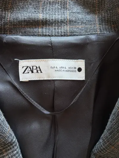 Zara Blazer de Lana a Cuadros Talla L - miniatura 2