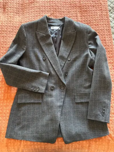 Zara Blazer de Lana a Cuadros Talla L - miniatura 3