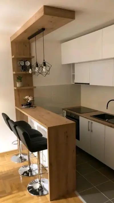 Cocina Modular con Barra de Madera - miniatura 1