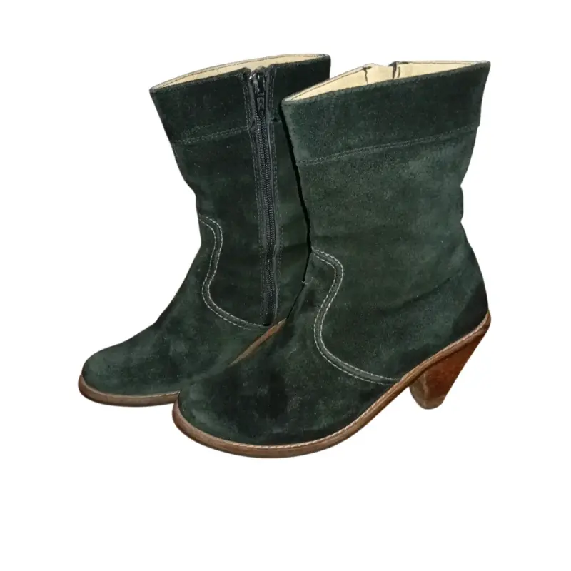 Botines de gamuza negros con tacón - 2