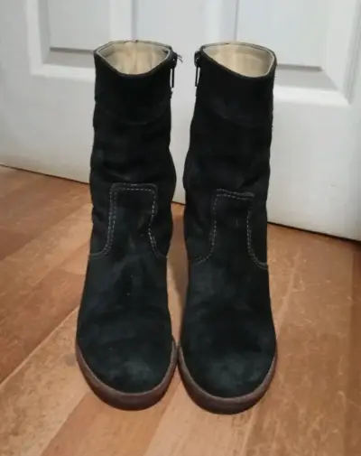 Botines de gamuza negros con tacón - miniatura 3