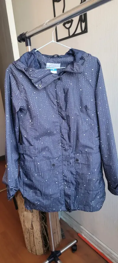 Chaqueta impermeable Columbia azul con puntos - miniatura 1