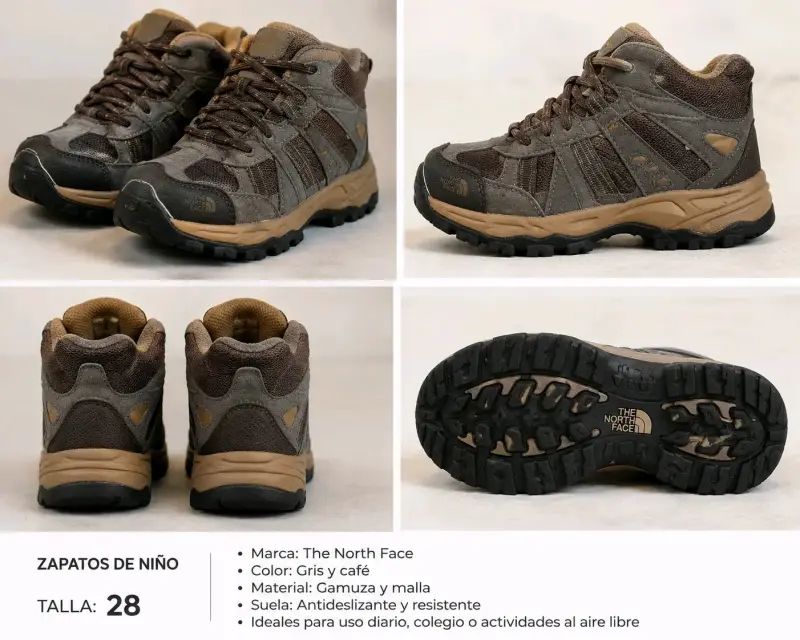 Zapatos de niño The North Face gris y café talla 28