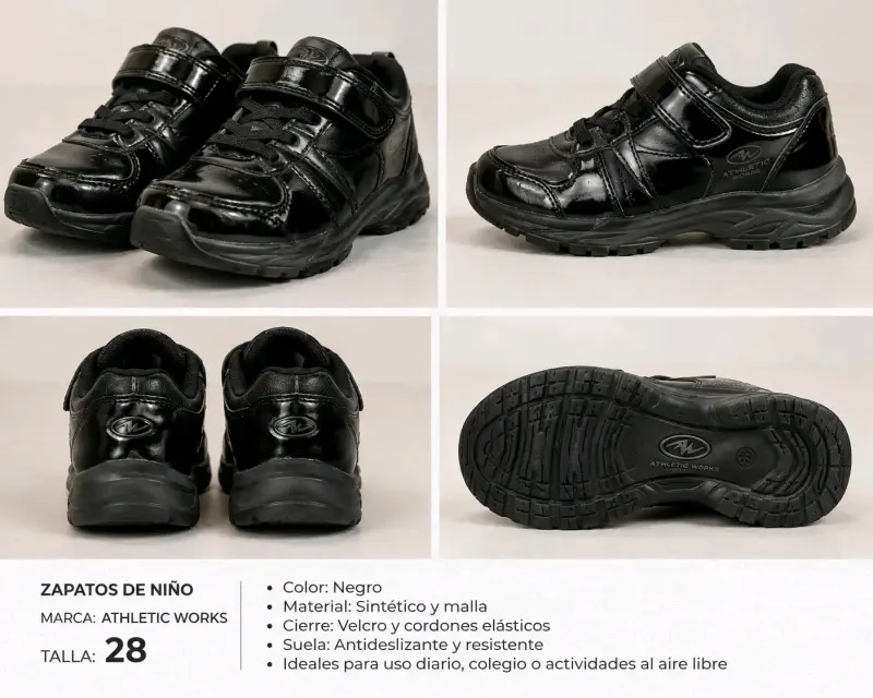 Zapatos de niño negros Athletic Works talla 28