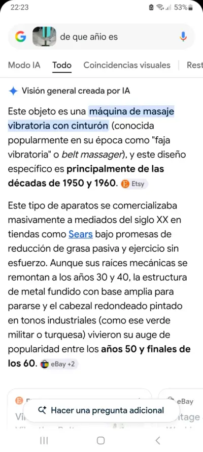 Máquina de Masaje Vibratoria con Cinturón Vintage - miniatura 2