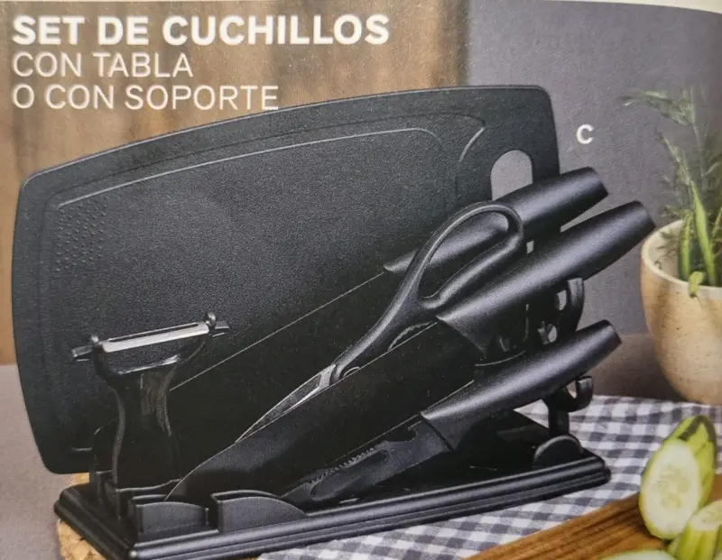 Set de cuchillos con soporte y tabla - 1