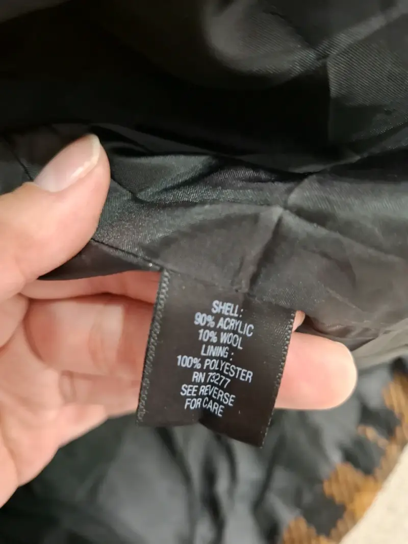 Abrigo de lana a cuadros marrón y negro para mujer - 4
