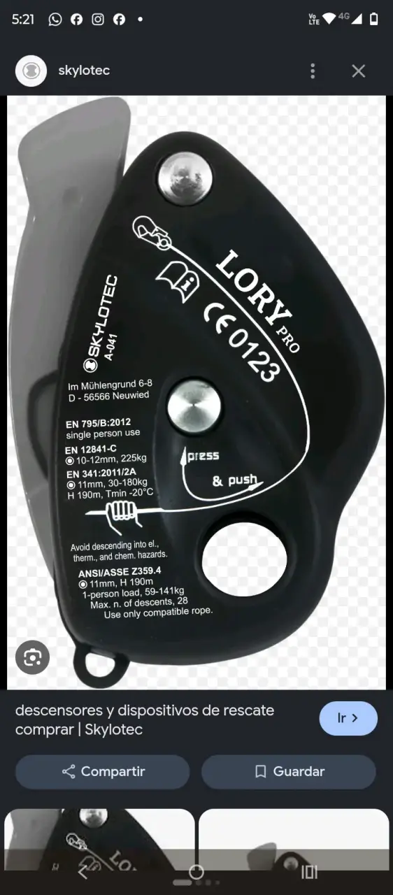 Descensor Skylotec Lory Pro para escalada
