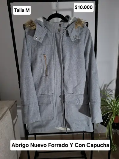 Abrigo gris con capucha y forro Charlotte Russe - miniatura 1