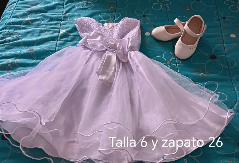 Vestido de fiesta para niña con zapatos talla 6