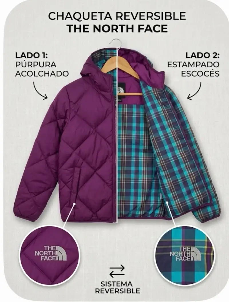 Chaqueta Reversible The North Face Púrpura y Escocés - 2