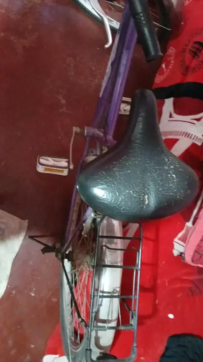 Bicicleta urbana morada con canasto - miniatura 2