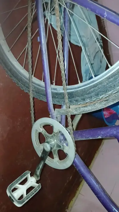 Bicicleta urbana morada con canasto - miniatura 4