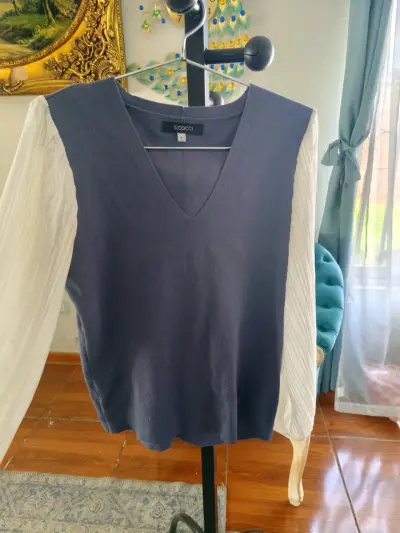 Blusa de mujer S.Cocci con mangas largas plisadas - miniatura 1