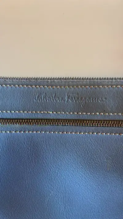 Cartera de cuero azul Salvatore Ferragamo - miniatura 2