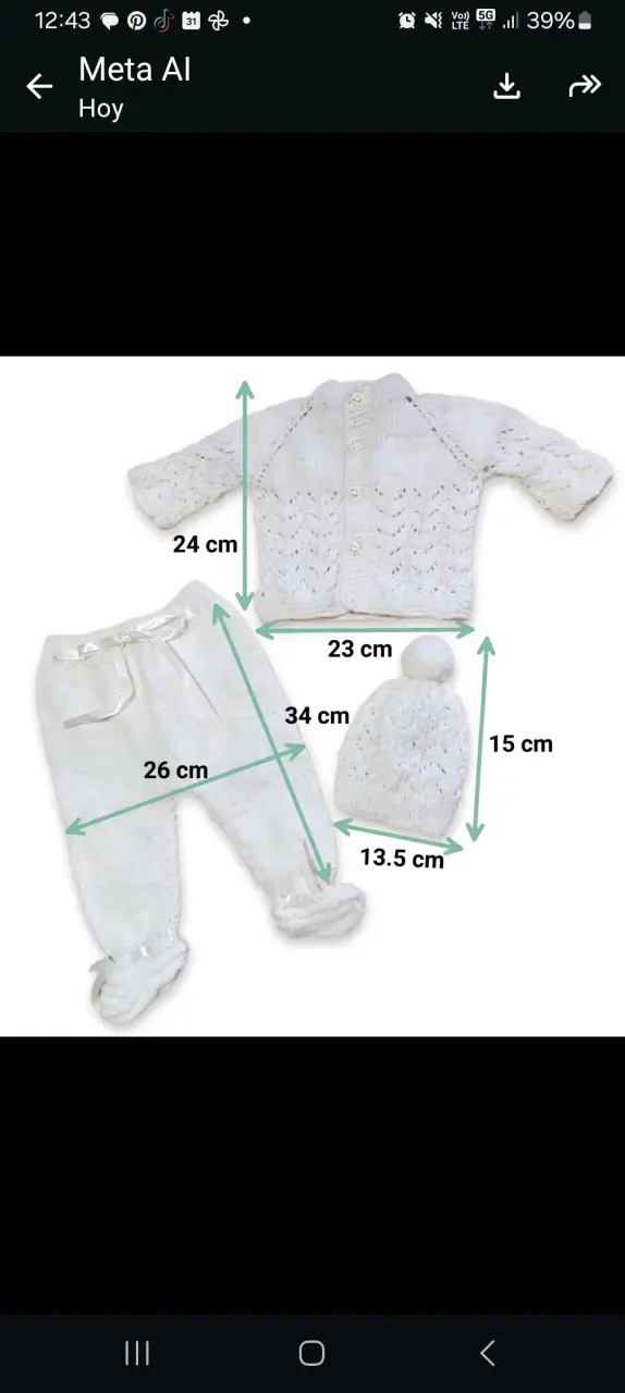 Conjunto de Lana para bebé tejido a mano - 6