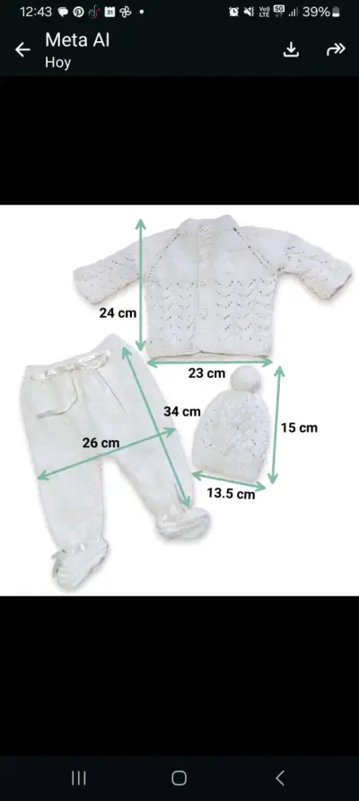 Conjunto de Lana para bebé tejido a mano - miniatura 6
