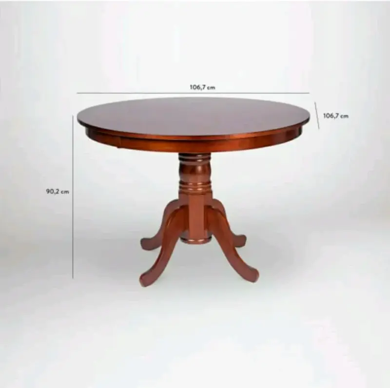 Mesa redonda de madera café 106 cm - 1