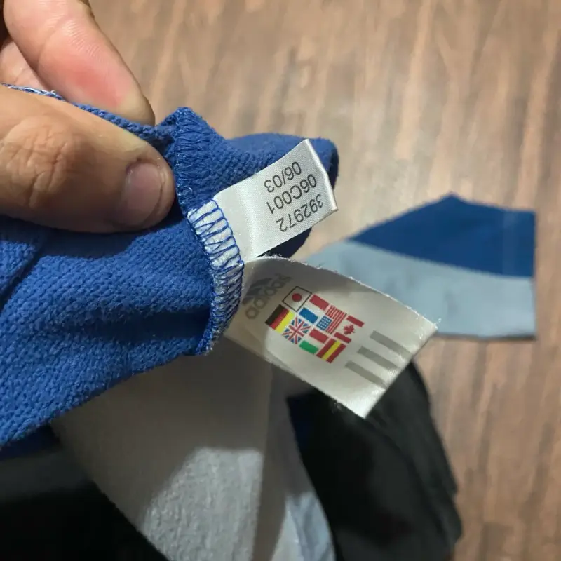 Poleron Vintage Adidas gris y azul Talla M - 6