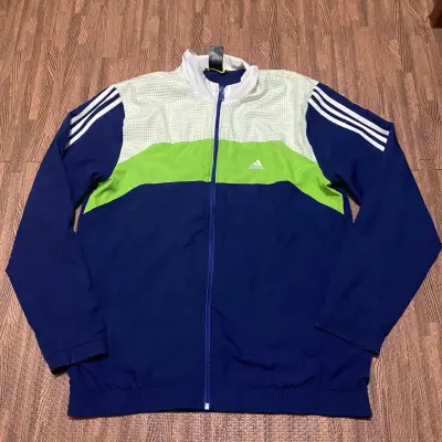 Chaqueta deportiva Adidas azul y verde Fit L - miniatura 1
