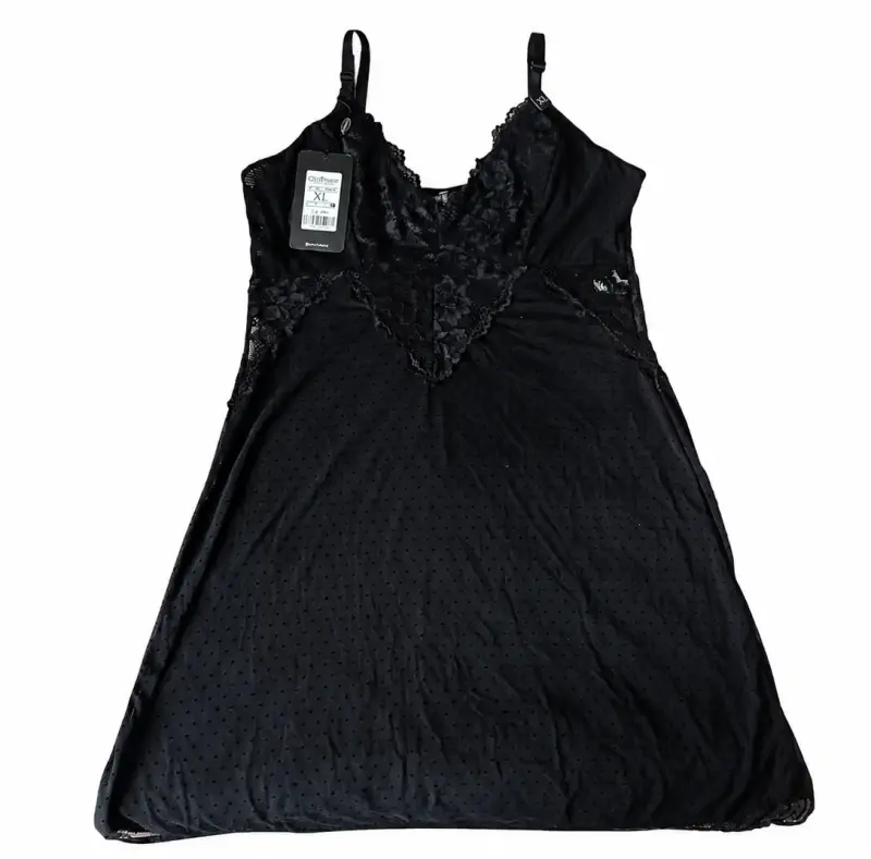 Camisón negro de encaje ChicFrance talla XL - 1